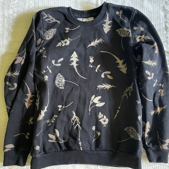 Hand & Shadow X Skinny Sweats botanical print sweater, Black, size XS - Picture 1 of 5